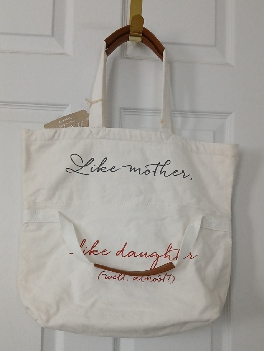 RW&CO. Cream Canvas Tote with Script Print